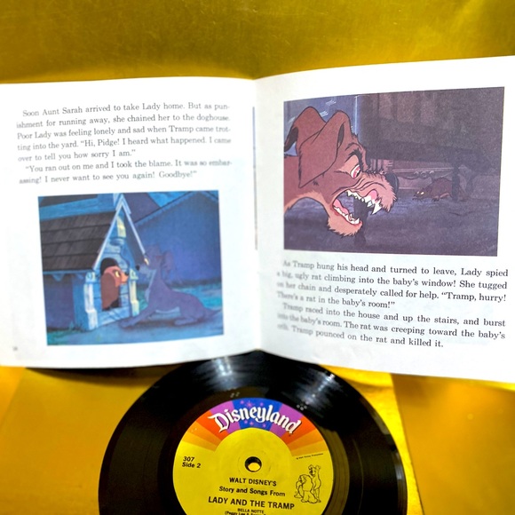 WALT DISNEY’S VTG 1979 STORY OF LADY AND THE TRAMP RECORD & 24p READ ALONG BOOK - Picture 12 of 16